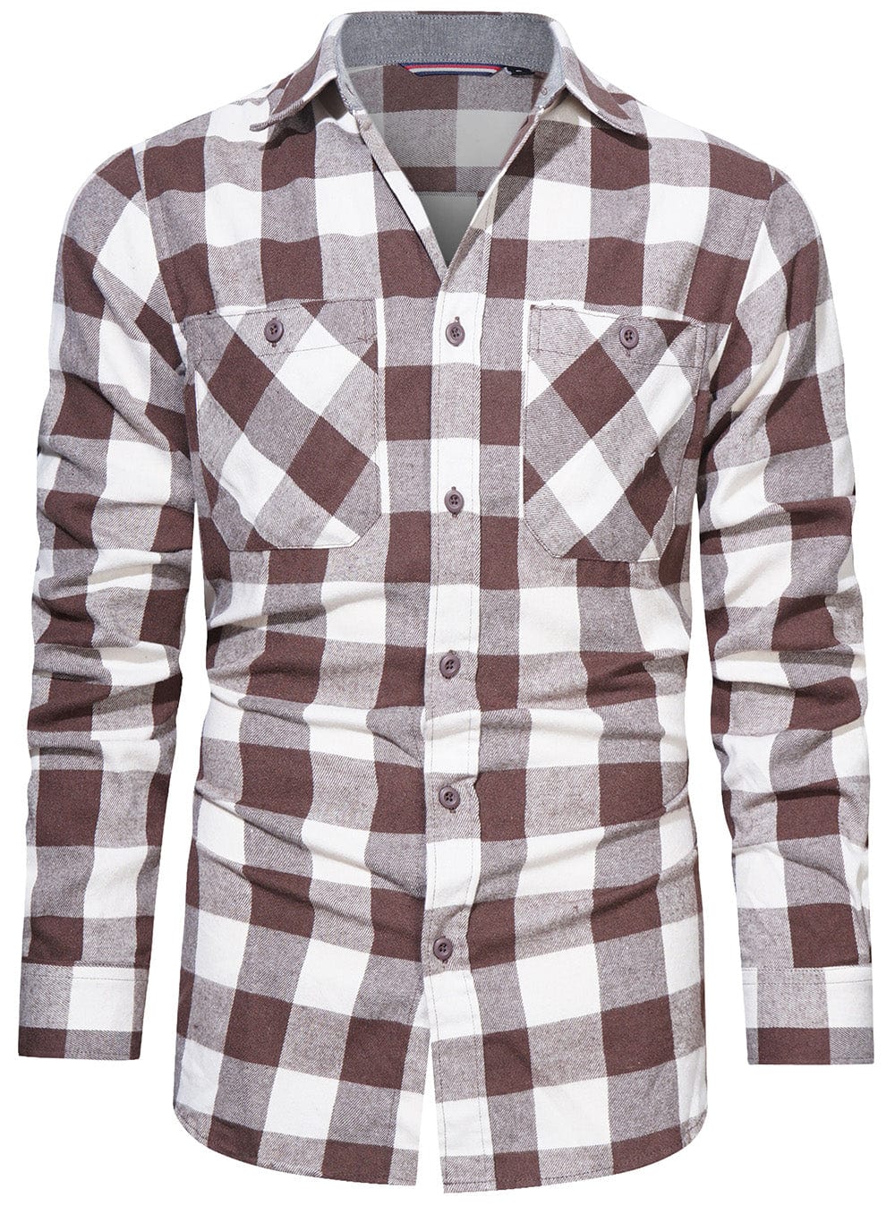 Flannel Shirt Cotton Blend Plaid Long Sleeve