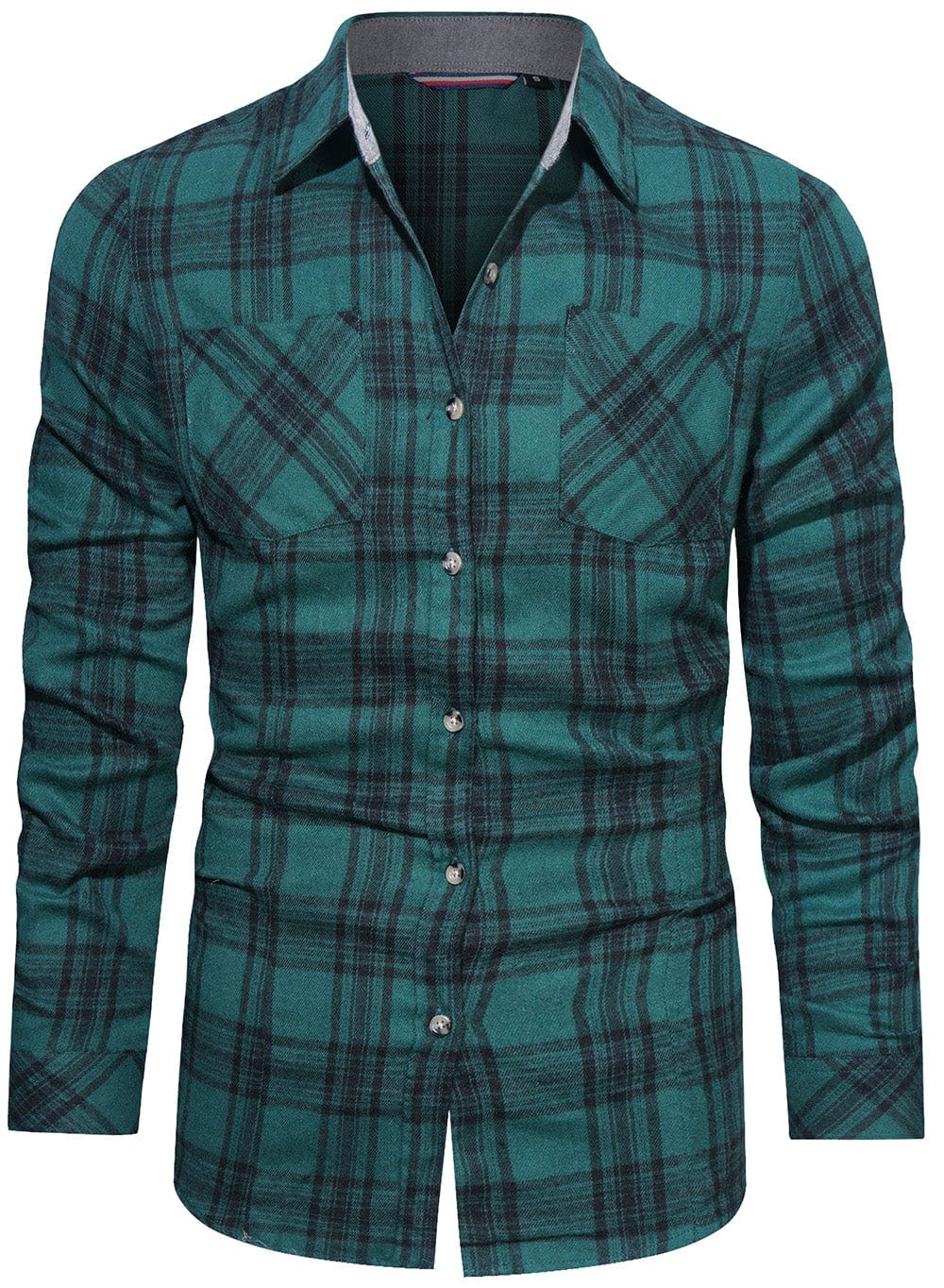 Flannel Shirt Cotton Blend Plaid Long Sleeve