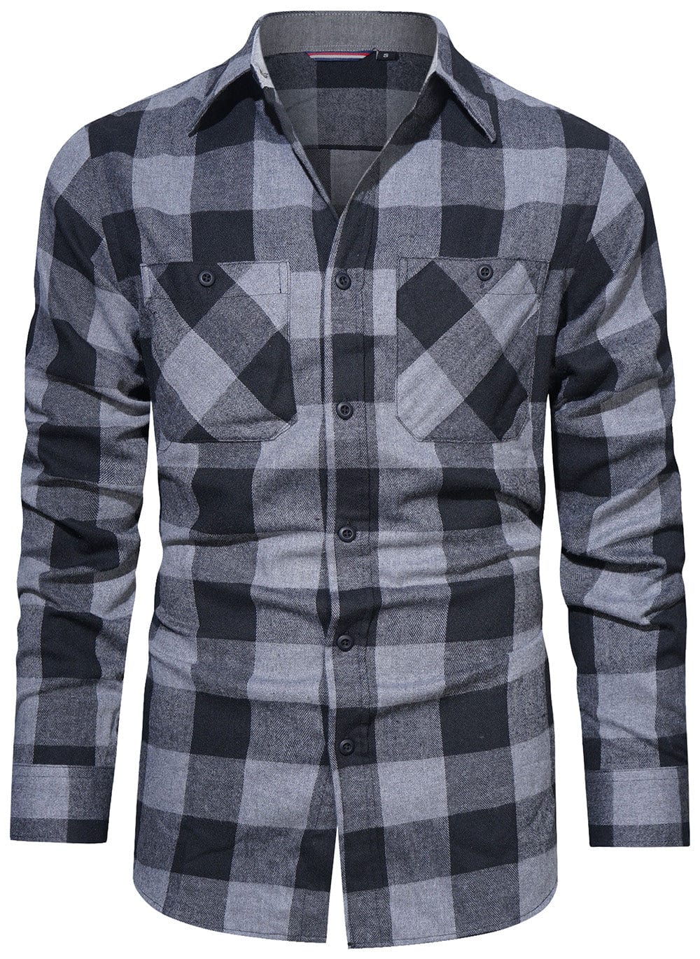 Flannel Shirt Cotton Blend Plaid Long Sleeve