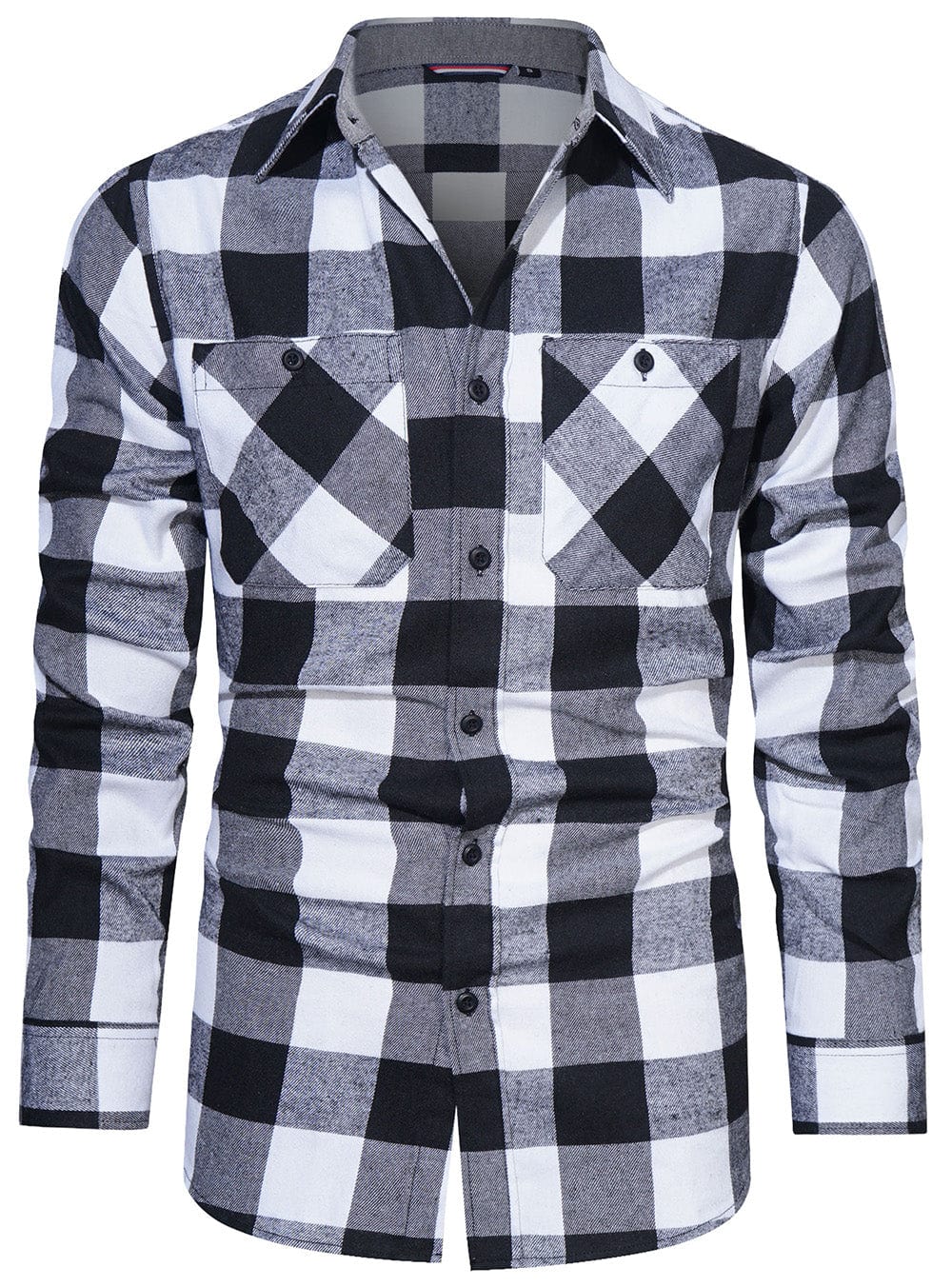Flannel Shirt Cotton Blend Plaid Long Sleeve