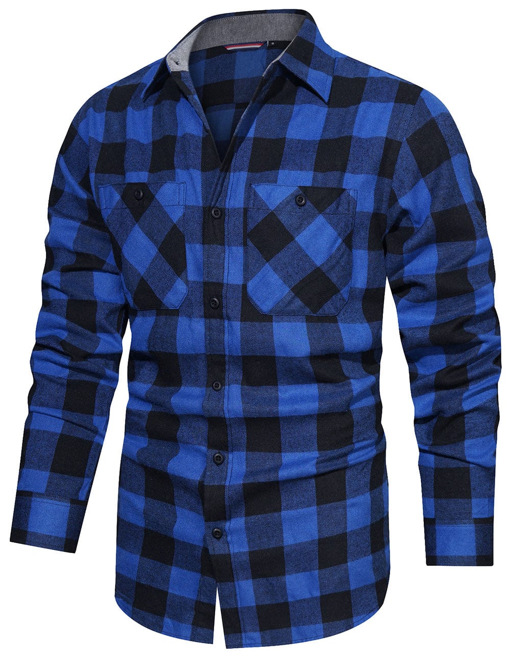 Flannel Shirt Cotton Blend Plaid Long Sleeve