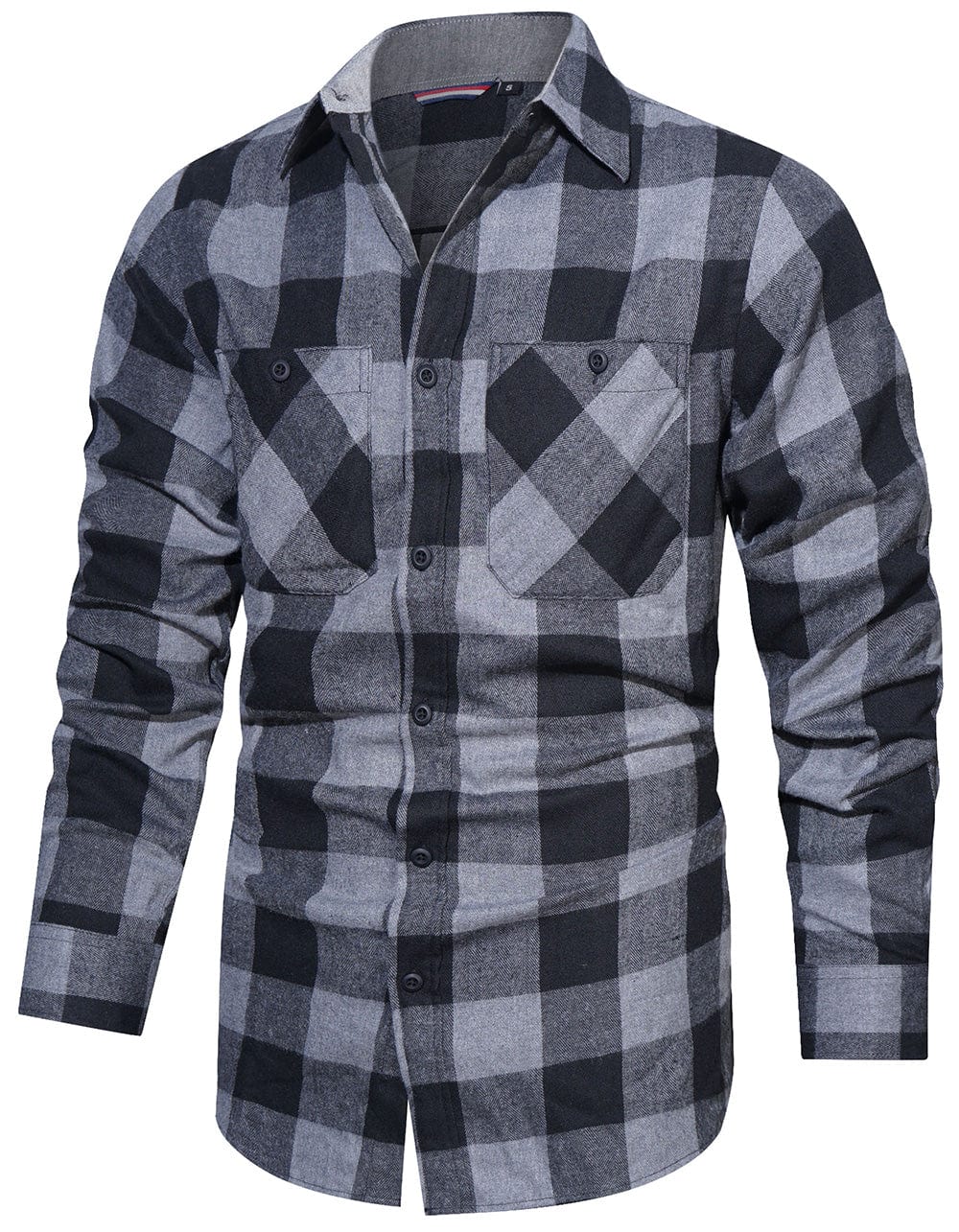 Flannel Shirt Cotton Blend Plaid Long Sleeve