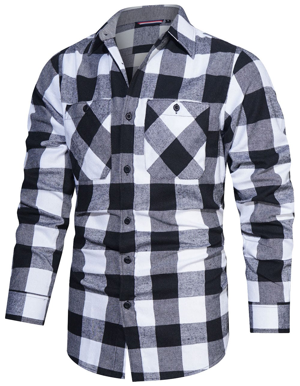 Flannel Shirt Cotton Blend Plaid Long Sleeve