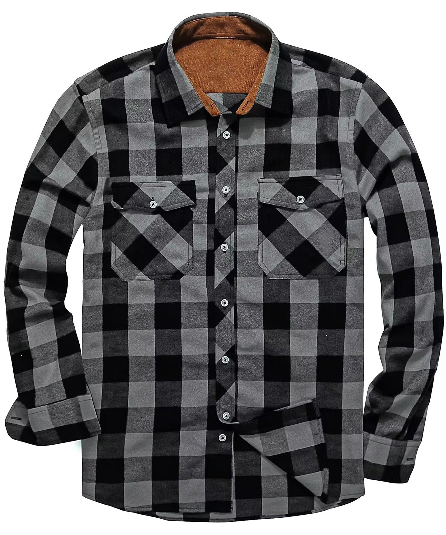 Flannel Shirt Lightweight Plaid Button-Down