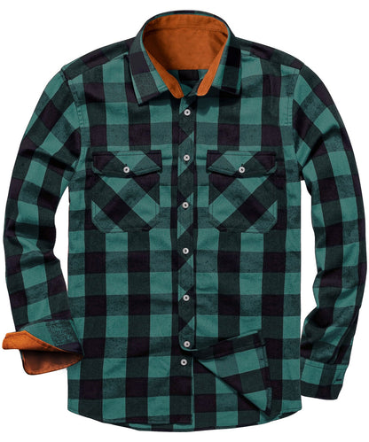 Flannel Shirt Lightweight Plaid Button-Down