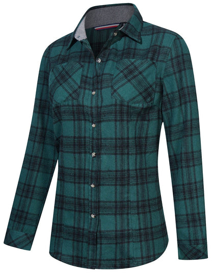 Flannel Shirt Women Tailored Cotton Plaid