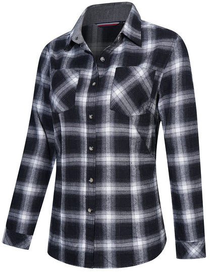 Flannel Shirt Women Tailored Cotton Plaid