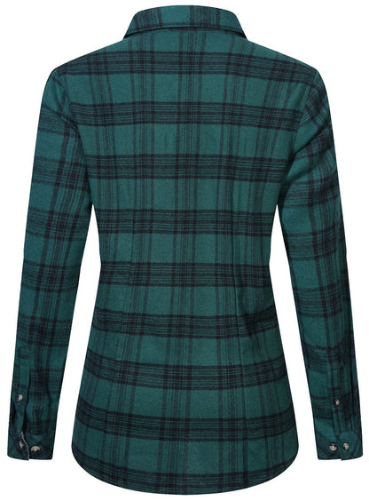 Flannel Shirt Women Tailored Cotton Plaid