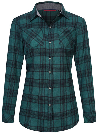 Flannel Shirt Women Tailored Cotton Plaid