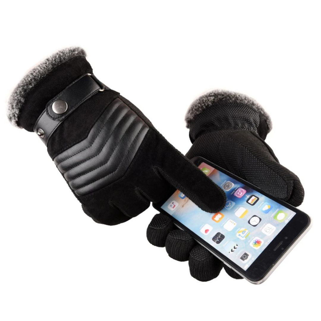 Gloves Men's Insulated Touchscreen Leather Strap