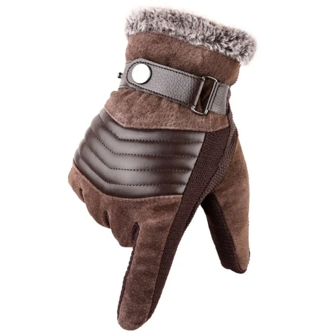 Gloves Men's Insulated Touchscreen Leather Strap