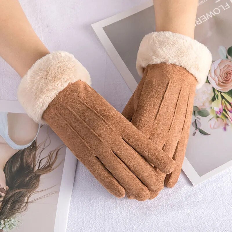 Gloves Women's Touchscreen Faux Fur Cuff