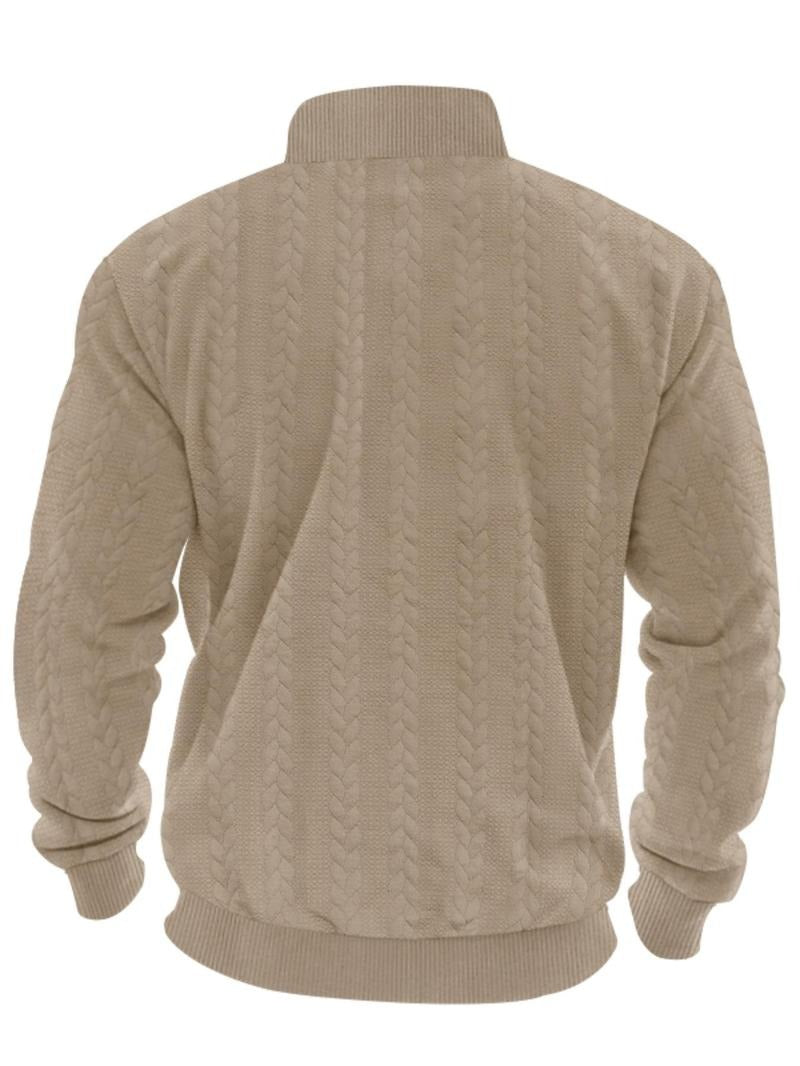 Half Zip Pullover Structured Collar Brushed Interior