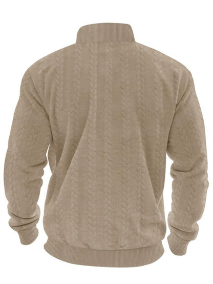 Half Zip Pullover Structured Collar Brushed Interior