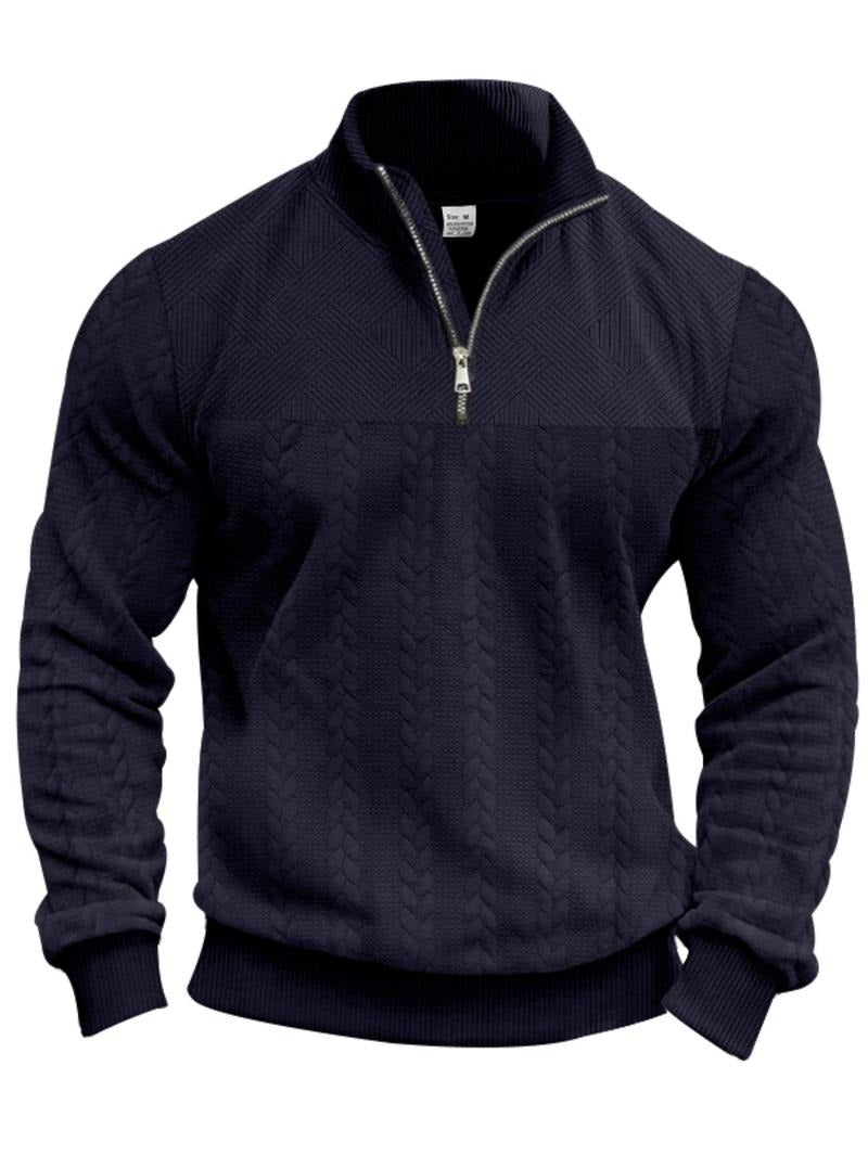 Half Zip Pullover Structured Collar Brushed Interior