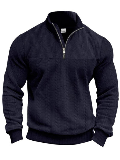 Half Zip Pullover Structured Collar Brushed Interior