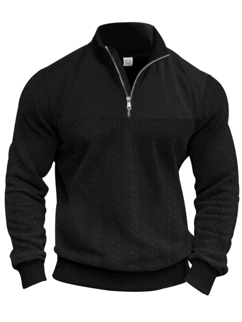 Half Zip Pullover Structured Collar Brushed Interior