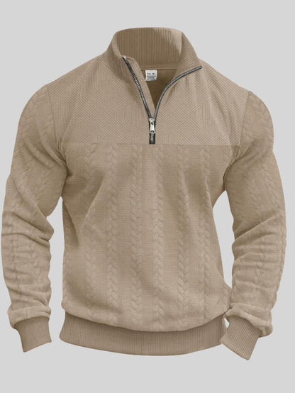 Half Zip Pullover Structured Collar Brushed Interior