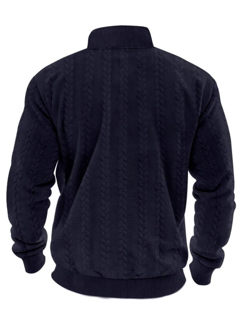 Half Zip Pullover Structured Collar Brushed Interior