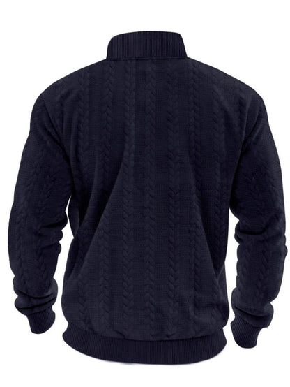 Half Zip Pullover Structured Collar Brushed Interior