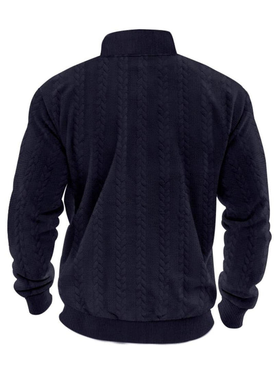 Half Zip Pullover Structured Collar Brushed Interior