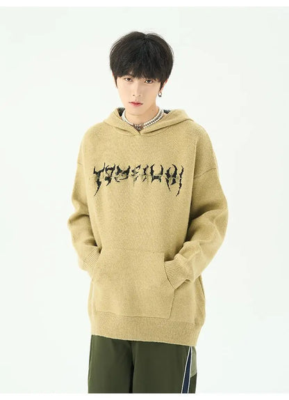 Hoodie Slouchy Handcrafted Wool Knit