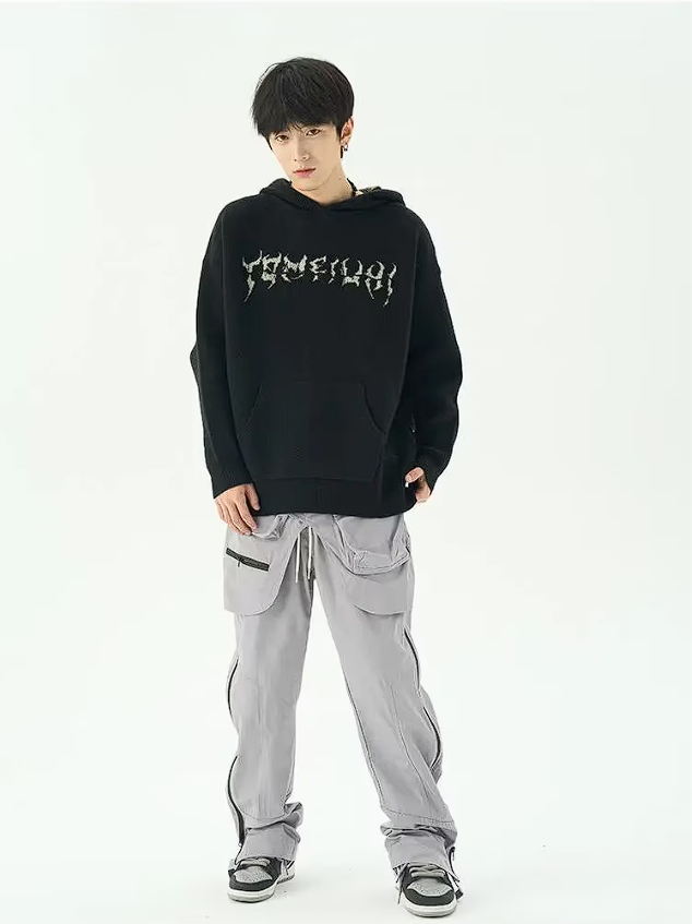 Hoodie Slouchy Handcrafted Wool Knit