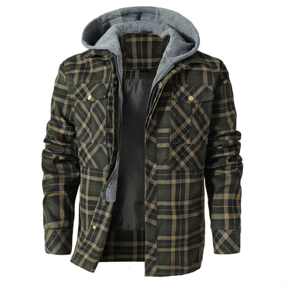 Jacket Hooded Flannel Quilted Insulated Work