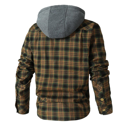 Jacket Hooded Flannel Quilted Insulated Work