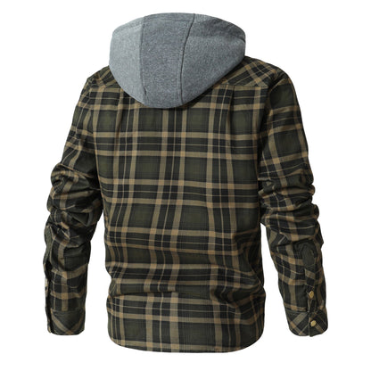 Jacket Hooded Flannel Quilted Insulated Work