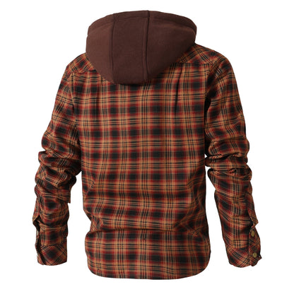 Jacket Hooded Flannel Quilted Insulated Work