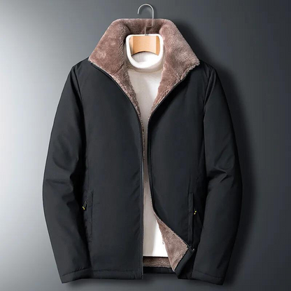 Jacket Mens Black Fluffy Lined With Pockets