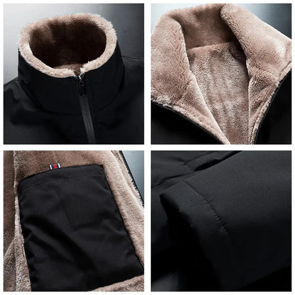Jacket Mens Black Fluffy Lined With Pockets