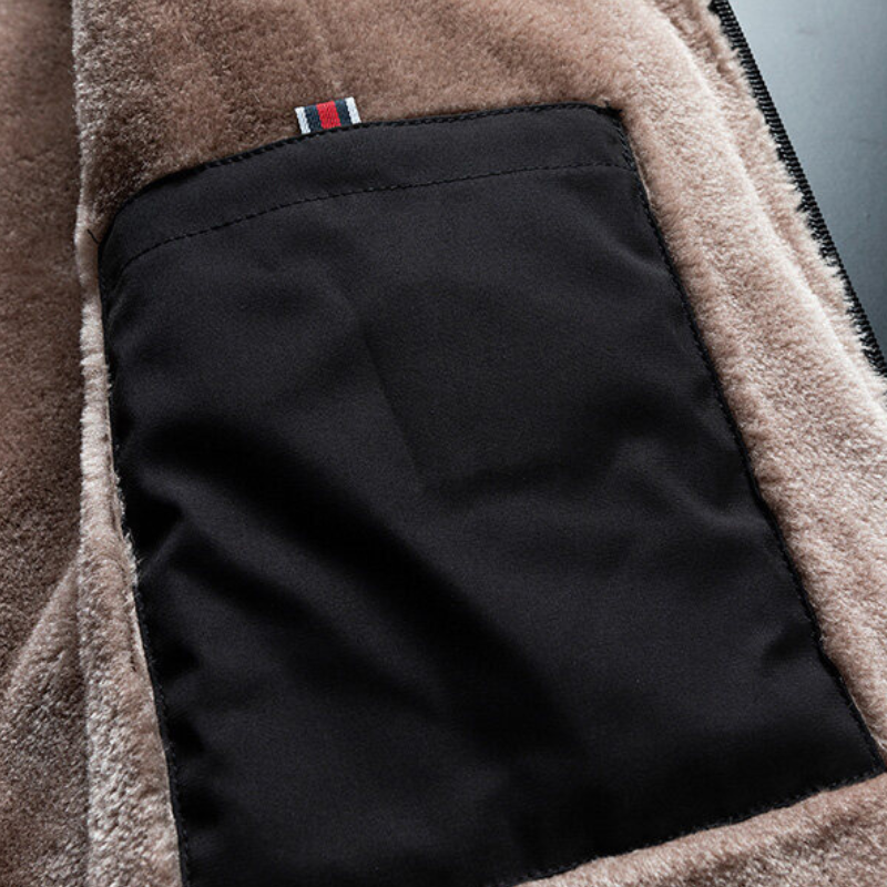 Jacket Mens Black Fluffy Lined With Pockets