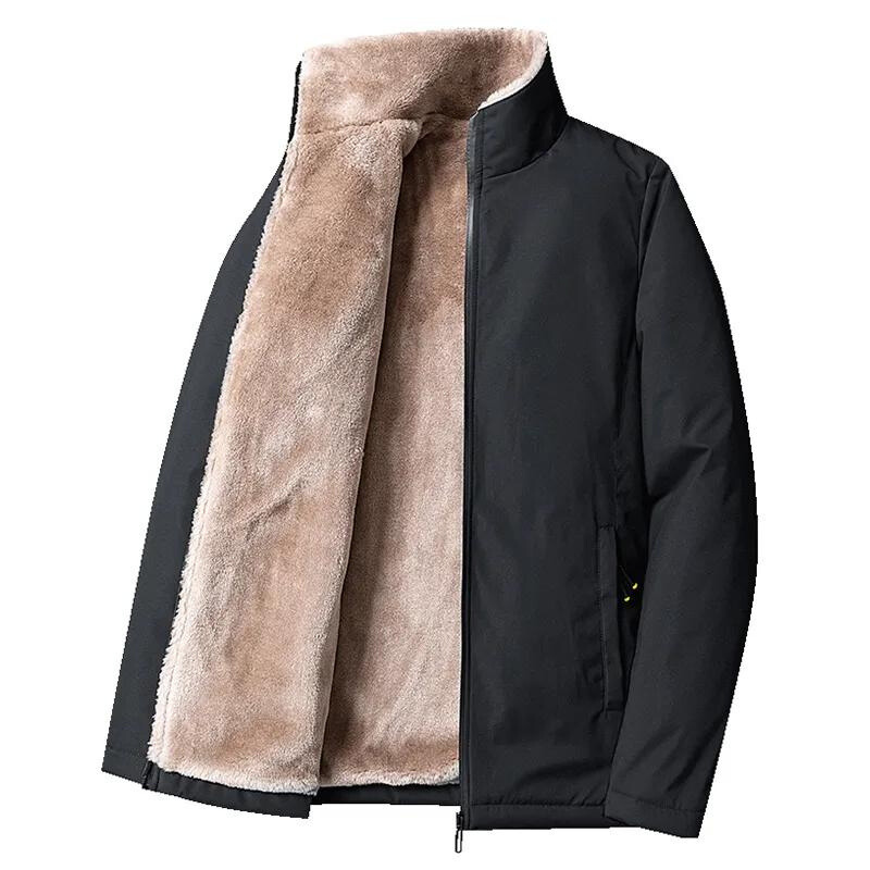 Jacket Mens Black Fluffy Lined With Pockets
