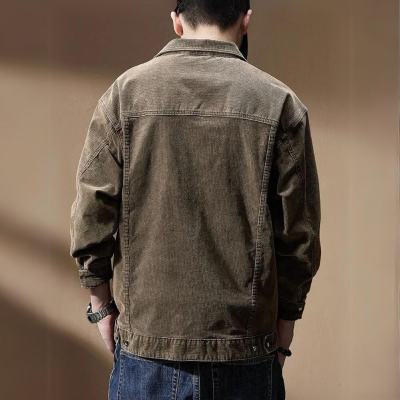 Jacket Men's Rugged Khaki Corduroy Cotton Blend