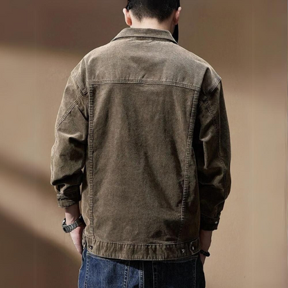 Jacket Men's Rugged Khaki Corduroy Cotton Blend