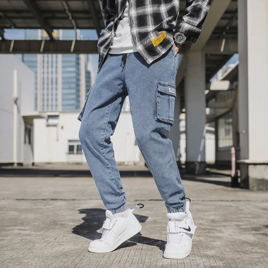 Joggers Denim Utility Breathable Elastic Waistband