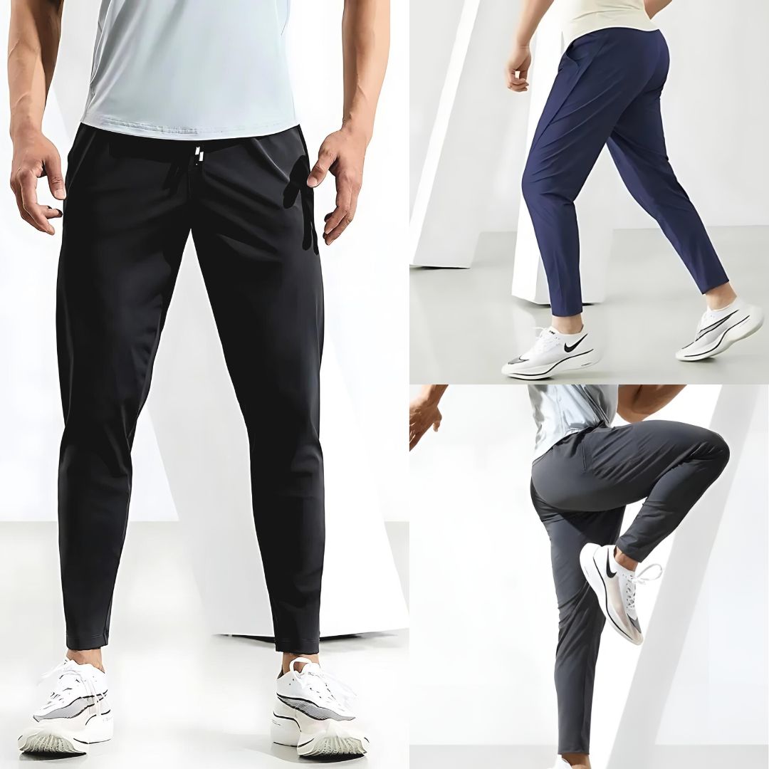 Joggers Men Moisture Wicking Tapered Zippered Pockets