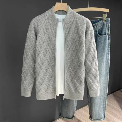 Knitted Cardigan Plush Patterned Warmth