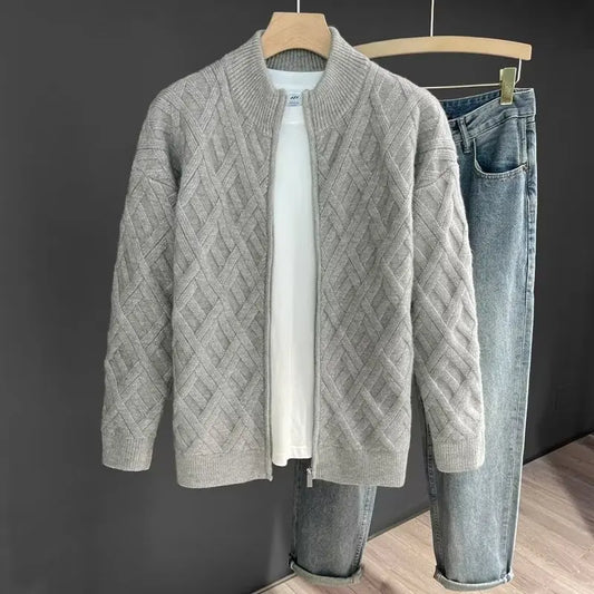 Knitted Cardigan Plush Patterned Warmth