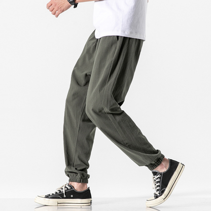 Linen Blend Drawstring Pants Soft Fit