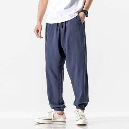 Linen Blend Drawstring Pants Soft Fit