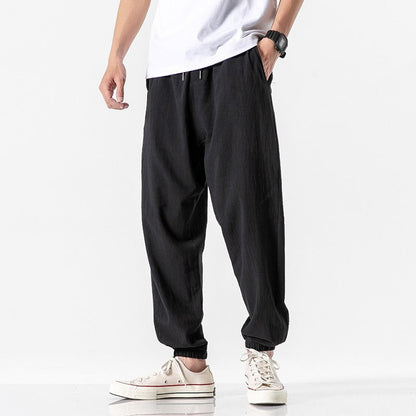 Linen Blend Drawstring Pants Soft Fit