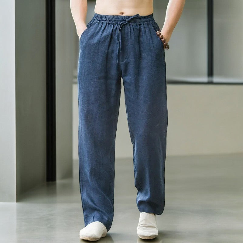 Linen Pants Relaxed Fit Elastic Waistband