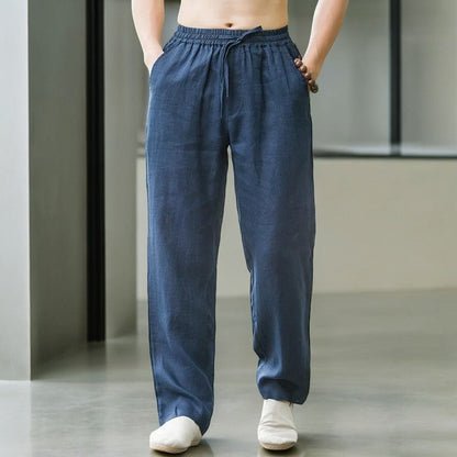 Linen Pants Relaxed Fit Elastic Waistband