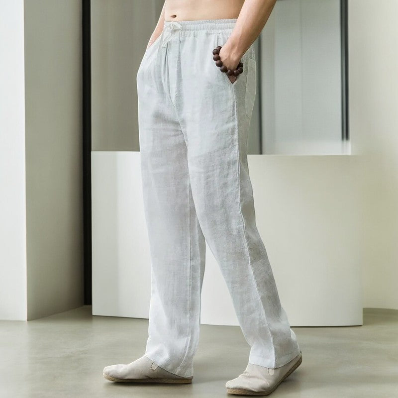 Linen Pants Relaxed Fit Elastic Waistband