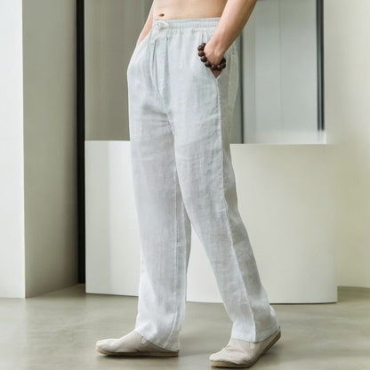 Linen Pants Relaxed Fit Elastic Waistband