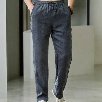 Linen Pants Relaxed Fit Elastic Waistband