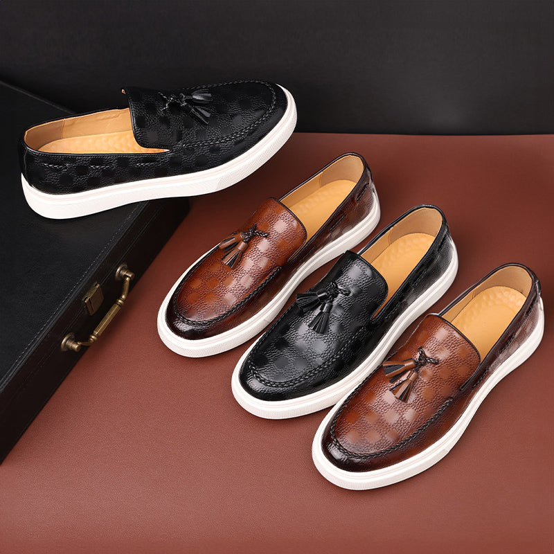 Loafers Embossed Tassel Artificial Leather